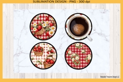 Summer Strawberry Round Coasters PNG Sublimation Template Product Image 2