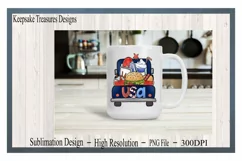 USA Patriotic Food Truck Printable Download, Hand drawn PNG Product Image 3