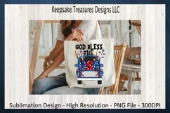 God Bless The USA Blue Truck Patriotic Sublimation PNG 4th Product Image 4