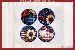 American Sunflower Patriotic Round Coasters Sublimation Png Product Image 3