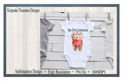 My First Valentine Girl Teddy Bear, Sublimation PNG Product Image 3