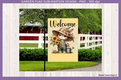 Welcome Vintage Bunny Garden Flag PNG, Easter Bunny Decor Product Image 3