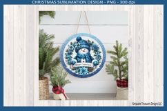 Merry Christmas Snowman Door Sign Sublimation Png Template Product Image 3