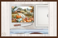 Harvest Blessings PNG, Fall Pumpkin Barn Cutting Board Product Image 4