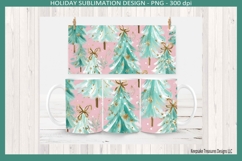 Christmas Preppy Pink and Mint 11oz Coffee Mug Wraps Product Image 3