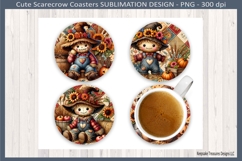 Fall Scarecrow Coasters, #1 Sublimation Png, Autumn Design Product Image 3