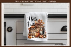 Hello Fall Rustic Autumn Towel Pillow Design, Sublimation Product Image 4