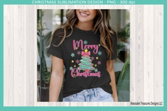 Modern Pink &amp; Mint Merry Christmas Png Sublimation Design Product Image 3