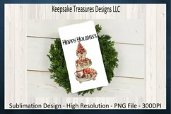 Vintage Happy Holidays Tiered Tray Sublimation PNG Product Image 5
