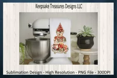 Red And Gold Vintage Tiered Tray Sublimation PNG Product Image 3
