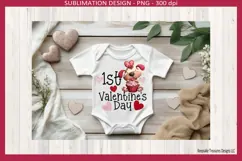 1st Valentine's Day Cute Puppy Sublimation Png Printable Product Image 3