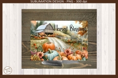 Harvest Blessings PNG, Fall Pumpkin Barn Cutting Board Product Image 5