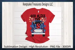God Bless The USA Blue Truck Patriotic Sublimation PNG 4th Product Image 6