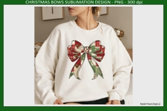 Christmas Bows Plaid Patchwork Sublimation Png Design Product Image 3