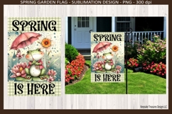 Spring Is Here Frog Garden Flag PNG Sublimation Design Product Image 3