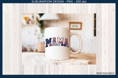 Patriotic MAMA patchwork sublimation design in red white and blue for 4th of July shirts and gifts