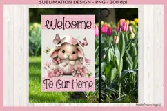 Welcome To Our Home Bunny Garden Flag PNG, Easter Bunny Flag Product Image 4