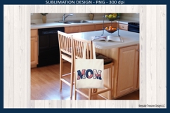 Patriotic MOM patchwork sublimation design in red white and blue for 4th of July shirts and gifts