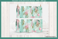 Christmas Preppy Pink and Mint 11oz Coffee Mug Wraps Product Image 4