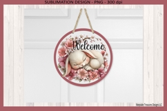 Welcome Sleeping Bunny Door Sign Printable Sublimation Png Product Image 4