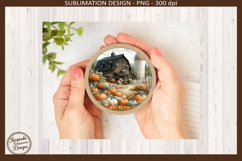 Fall Pumpkin Barn Round Coaster PNG, Harvest Farmhouse Decor Product Image 2
