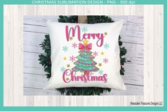 Modern Pink &amp; Mint Merry Christmas Png Sublimation Design Product Image 4