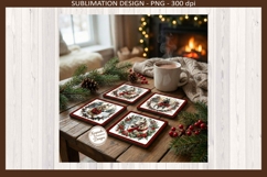 Christmas Square Coaster PNG, Winter Theme, Sublimation Png Product Image 2