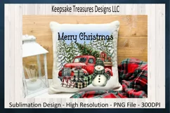 Merry Christmas Red Vintage Truck Winter Theme PNG Design Product Image 3