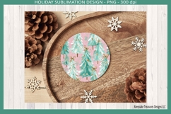 Christmas Preppy Pink and Mint Round Coaster Template Product Image 4