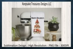 Vintage Happy Holidays Tiered Tray Sublimation PNG Product Image 1