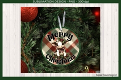 Merry Christmas Highland Cow Sublimation Ornament Template Product Image 4