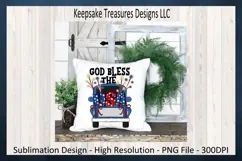 God Bless The USA Blue Truck Patriotic Sublimation PNG 4th Product Image 5