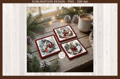 Christmas Square Coaster PNG, Winter Theme, Sublimation Png Product Image 4