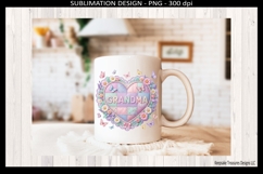 Grandma patchwork heart design used on mug, shirt or card, sublimation gift idea for grandma