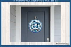 Merry Christmas Snowman Door Sign Sublimation Png Template Product Image 4