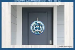 Merry Christmas Snowman Door Sign Sublimation Png Template Product Image 4