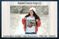 Merry Christmas Red Vintage Truck Winter Theme PNG Design Product Image 2