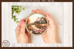 Fall Pumpkin Barn Round Coaster PNG, Harvest Farmhouse Decor Product Image 4