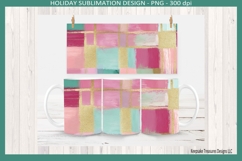Christmas Preppy Pink and Mint 11oz Coffee Mug Wraps Product Image 5