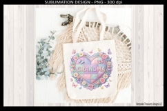 Printable grandma clipart digital download file, patchwork heart grandma design for DIY crafts