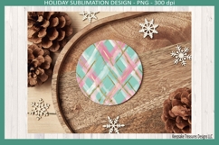 Christmas Preppy Pink and Mint Round Coaster Template Product Image 6