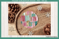 Christmas Preppy Pink and Mint Round Coaster Template Product Image 7