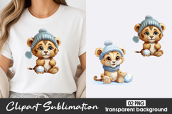 Cute Winter Puppy Watercolor Clipart PNG Product Image 1
