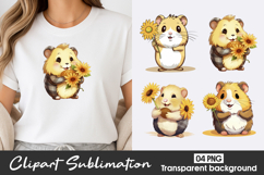 Cute Hamster Sunflower Clipart PNG Product Image 1