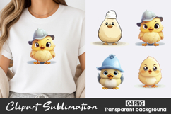 Cute Chick Watercolor Clipart PNG Product Image 1