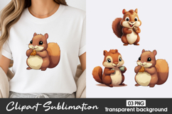 Cute Squirrel Watercolor Clipart PNG Product Image 1