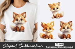 Cute Fox Watercolor Clipart PNG Product Image 1