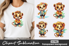 Cute Lion Cub Watercolor Clipart PNG Product Image 1
