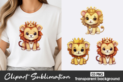 Cute Lion King Watercolor Clipart PNG Product Image 1