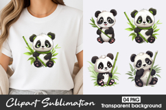 Cute Panda Watercolor Clipart PNG Product Image 1